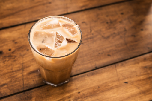 Iced mocha Coffee from above with room for Copy.