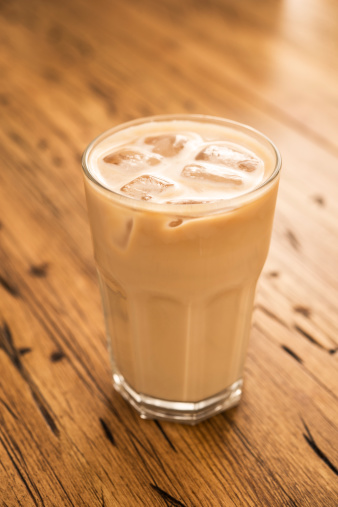 Iced Latte Coffee served in a glass.