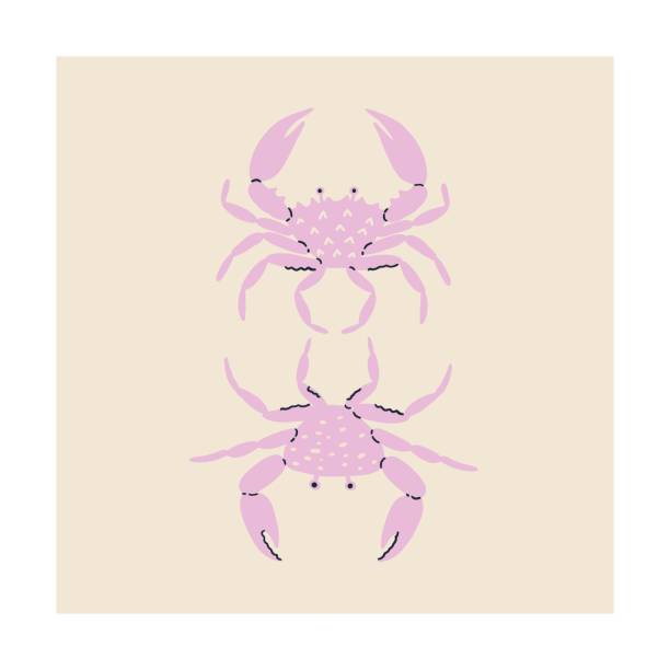 istock Poster with sea crabs in trendy flat style. Oceanic fauna. Vector illustration. 1704292649