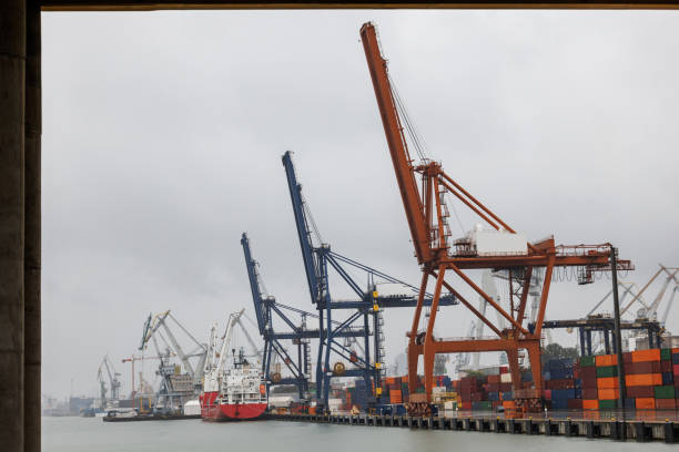 istock Cranes and containers in the ship cargo terminal. 1704308105