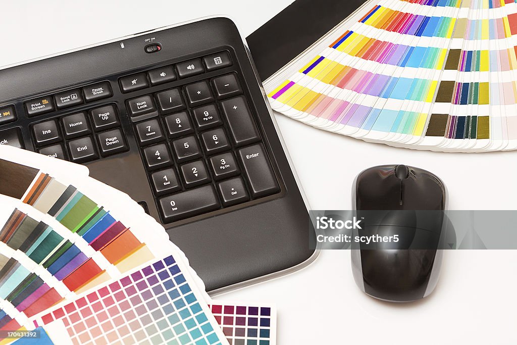 Farbmuster und Computertastatur, Maus - Lizenzfrei Allgemein beschreibende Begriffe Stock-Foto