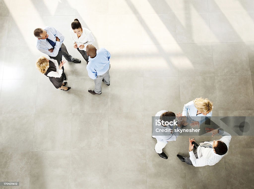 Team workers. Above view of a two group team workers.    High Angle View Stock Photo