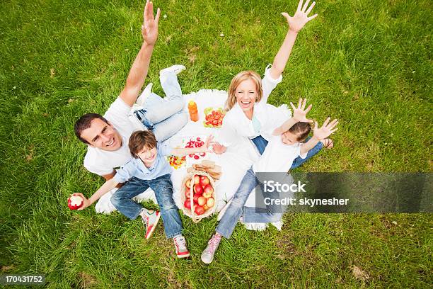 家族でのピクニックにある屋外 - ピクニックのストックフォトや画像を多数ご用意 - ピクニック, 俯瞰, 4人