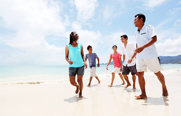 istock Group of Asians walking on the beach. 170431861