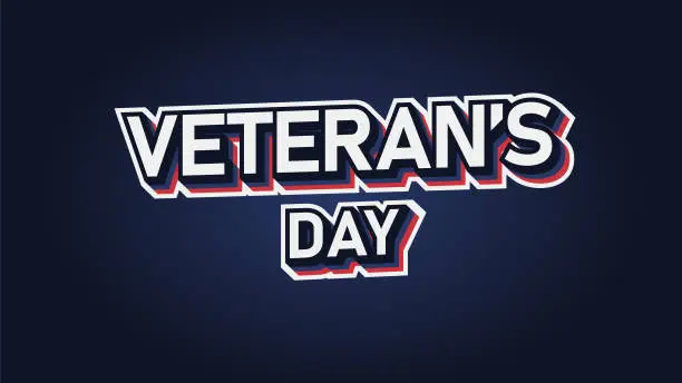 Vector illustration of Happy Veteran's day text vector background typography in Retro vintage text style effect in sans serif modern text style effect.