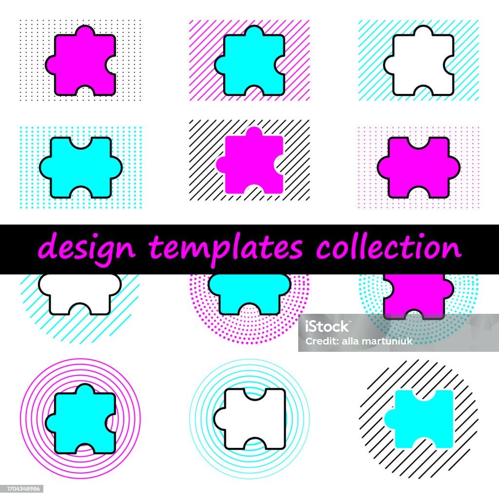 Simple Puzzle Design Shape Design Collection Puzzle Shapes Hand Drawn Design Elements For Template ...