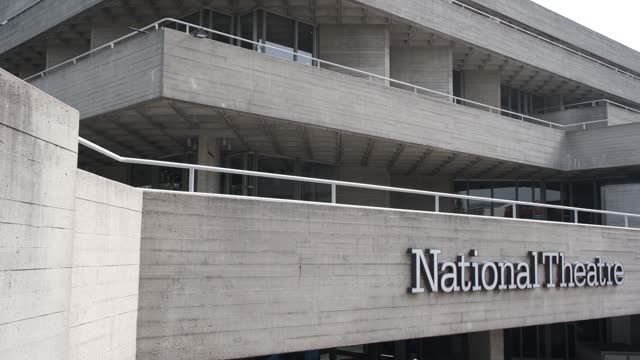 Entrance to the National Theatre, London. Example of brutalist concrete architecture