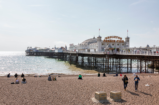 Brighton, United Kingdom - Sep 26, 2023: The Brighton Marine Palace and Pier is an amusement park in Brighton. Brighton is one of the largest and most famous seaside resorts in England. United Kingdom