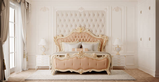 istock Bedroom classic style with white wall and wooden floor.3d rendering 1704357604