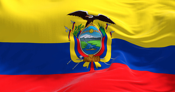Ecuador waving flag on white background - right corner flag