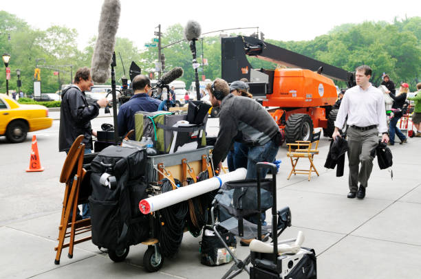 New York City, USA - May 19th 2011: Film crew filming movie, 5th Avenue at Grand Army Plaza Uptown Manhattan, New York City.