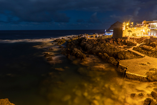 Garachico vilage in Tenerife island Canary islands Spain on September 2021 nightscape
