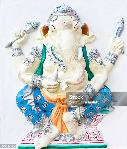 Sitting White Ganesha Blue Dresses Stock Photo - Download Image Now - Asia,  Cement, Culture of India - iStock