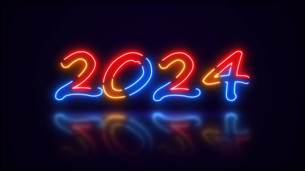 istock 2024 Happy new year neon glowing lights background 1704390641
