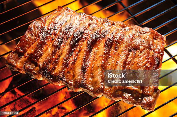 Grilled Pork Stock Photo - Download Image Now - Rib - Food, Barbecue - Meal, Barbecue Grill