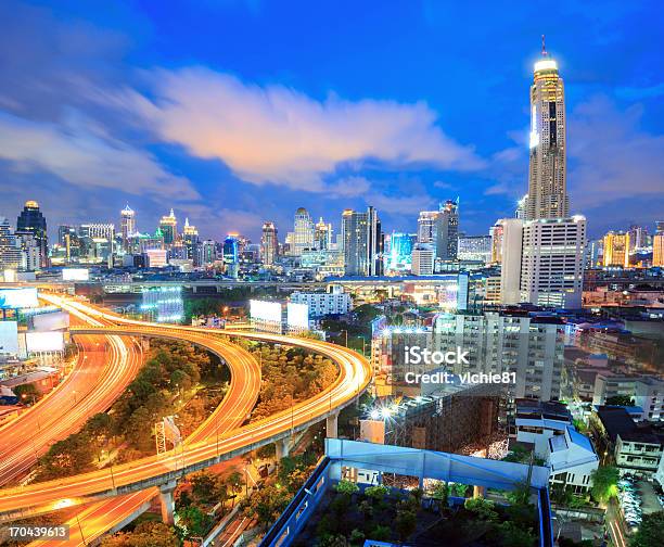 Bangkok Highway Downtown Stock Photo - Download Image Now - Aerial View, Architecture, Asia