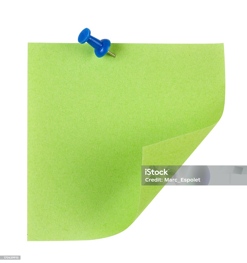 Sticky Note Wall Pin Green Sticky Note With Wall Pin Stock Photo - Download Image Now ...