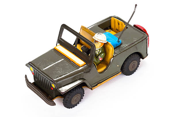 istock Vintage military toy car on white background 170440052
