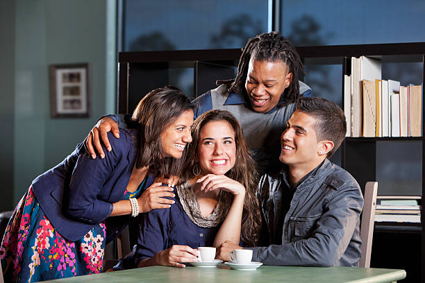 College students hanging out in coffee shop
