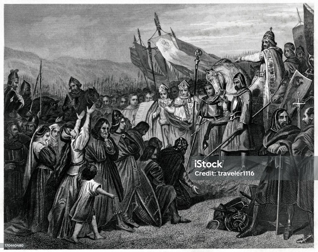 Charlemagne recevoir la soumission de Witikind - Illustration de Charlemagne - Monarque libre de droits