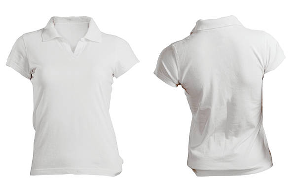 Female white polo shirt template stock photo
