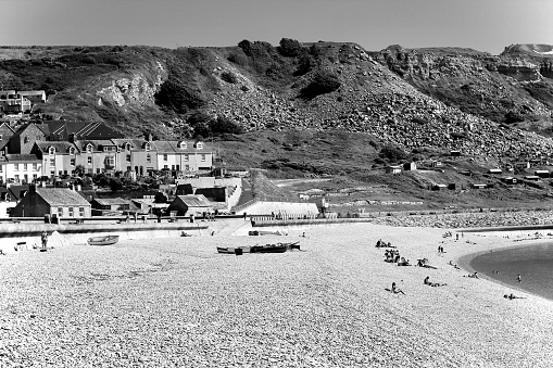 Isle of Portland Chesil beach landscape scene Dorset England