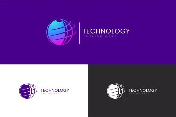 Vector illustration of Modern Global Internet Service Provider Technology Network and Connection Logo Brand Identity