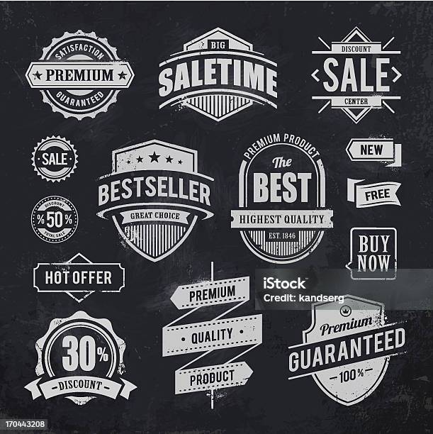 Chalk Drawn Sale Emblems Stock Illustration - Download Image Now - Badge, Banner - Sign, Business