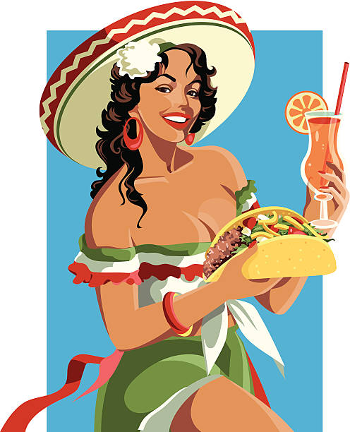 Mexican Pinup vector art illustration