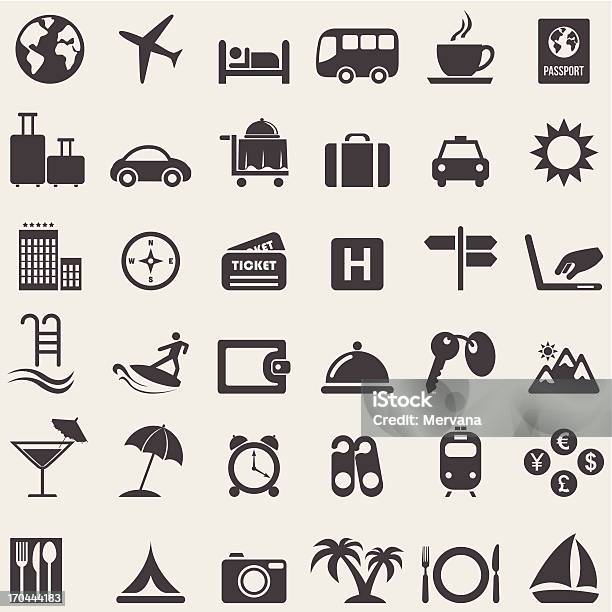 Travel Complete Icons Setvector Stock Illustration - Download Image Now - Icon Symbol, Hotel, Travel