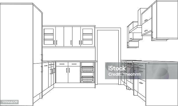 Cuisine Linedrawing Vecteurs libres de droits et plus d'images vectorielles de Cuisine - Cuisine, Architecture, Placard