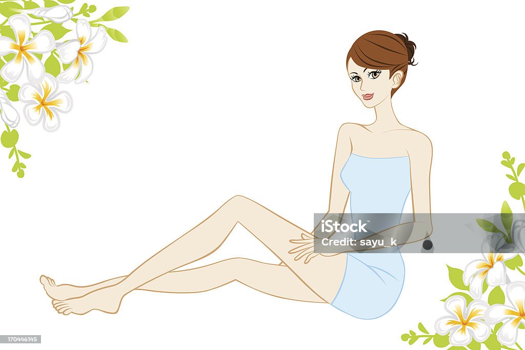 Piękno obraz o nogi, kobieta i kwiaty - Grafika wektorowa royalty-free (Białe tło)