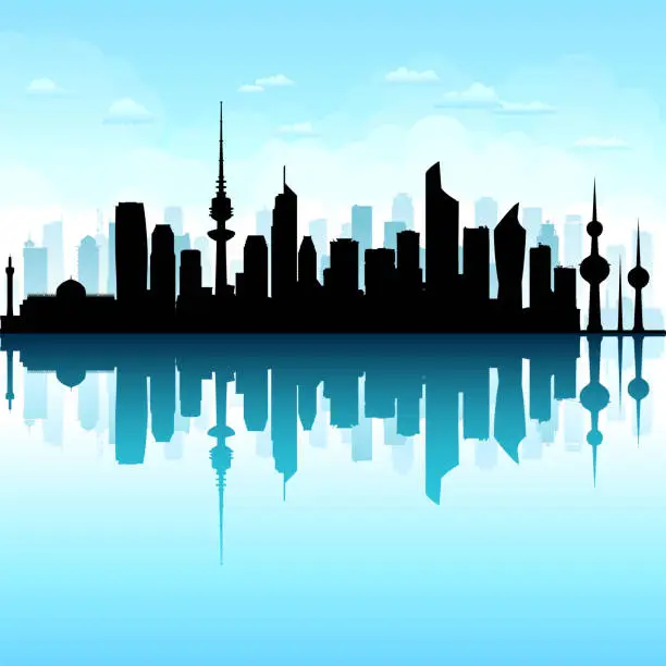 Vector illustration of Kuwait City (All Buildings Are Complete and Moveable)