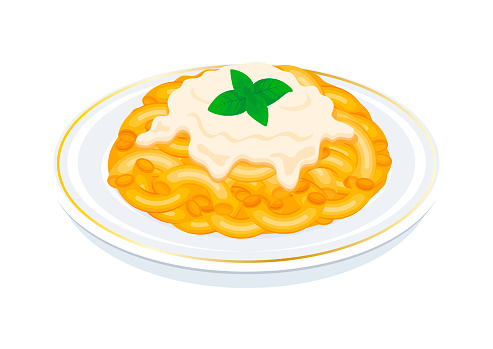 istock Macaroni pasta with cream cheese sauce vector illustration 1704472233
