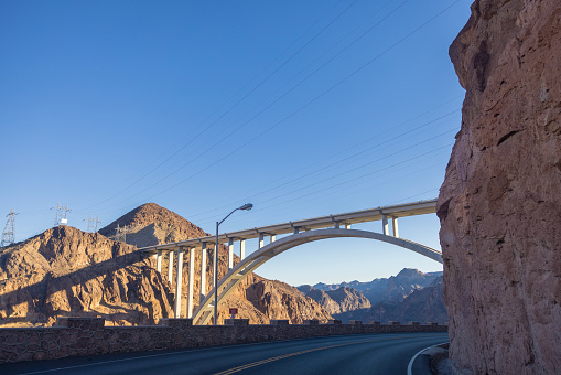 A view from the Hoover Dam and Pat Tillman Bridge in Boulder City, not far from Las Vegas, NV