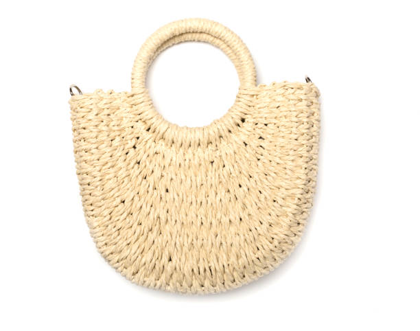 istock Straw bag isolated on white, top view 1704503376