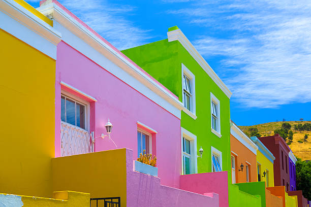 Bo-Kaap Malay Quarter, Cape Town Brightly colored houses in Bo-Kaap neighborhood, Cape Town malay quarter photos stock pictures, royalty-free photos & images
