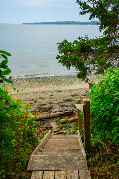 Bar Harbor, USA - October 13, 2021. Scenic view of Frenchman Bay in Autumn, Bar Harbor, Maine, USA
