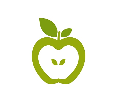 Apple with green leaf for logo design green fruit Vector illustration on white background