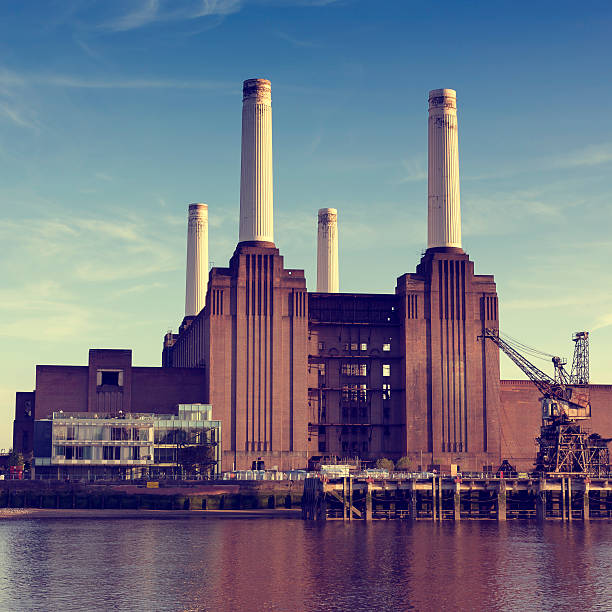 Battersea Power Station View of the Battersea Power Station in London. window chimney london england residential district stock pictures, royalty-free photos & images