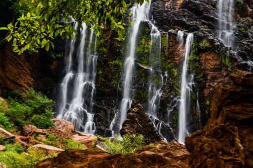 Beautiful Satoddi waterfall located in dense forest of Western Ghats in Uttara Kannada district in Karnataka state, India