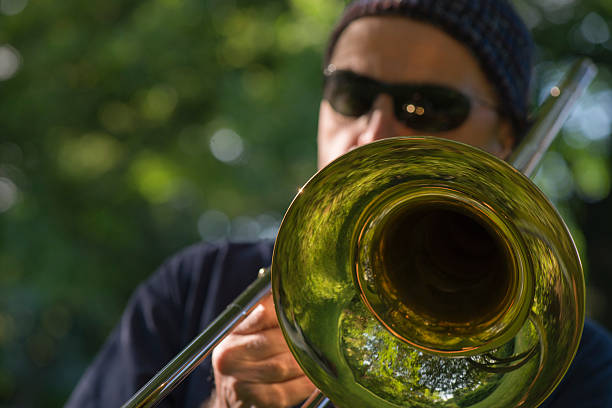 istock Jazz trombone in the park 170453547