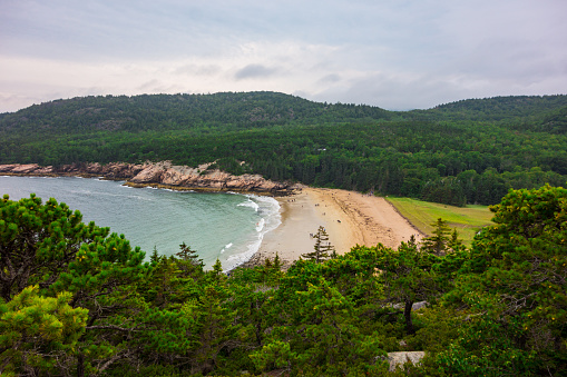 Views of Sand Beach from above on Great Head