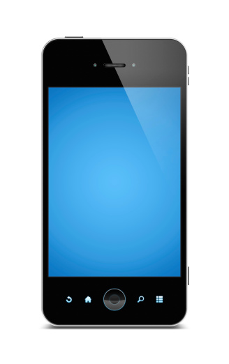 Smart Phone (Clipping path: screen & contour) isolated on white background.