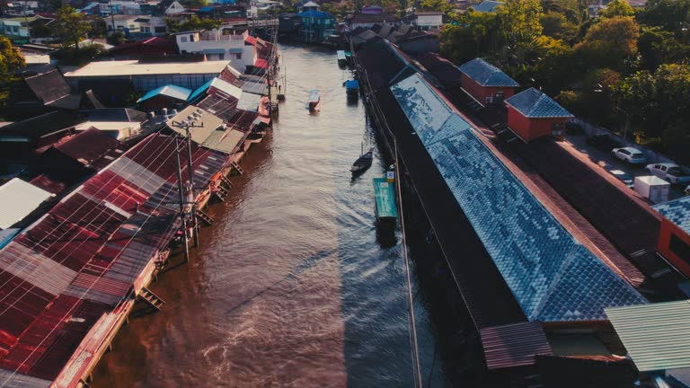 Perspective Of Village Along The Amphawa River