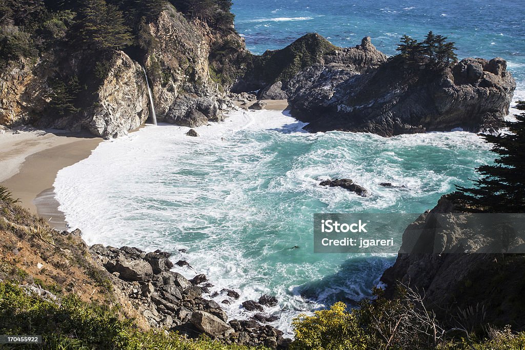 McWay Falls Views of McWay Falls in Julia Pfeiffer Burns State Park California State Route 1 Stock Photo
