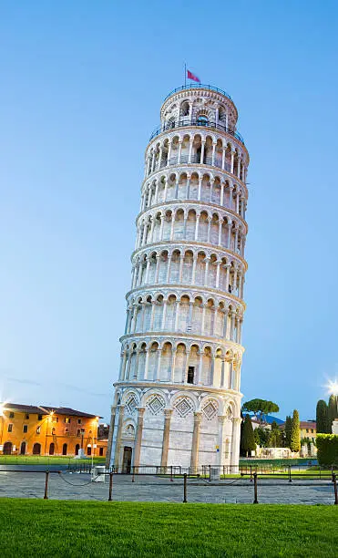 Leaning Tower of Pisa at dusk, Tuscany Italy