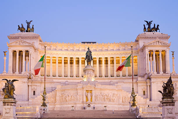 Altare della Patria in Rome with Italian flag