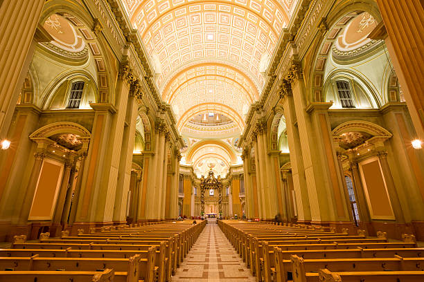 Montreal Canada Marie-Reine-du-Monde Cathedral The Marie-Reine-du-Monde Cathedral (Mary Queen of the World) a beautiful landmark of Montreal, Canada mary queen of the world cathedral stock pictures, royalty-free photos & images