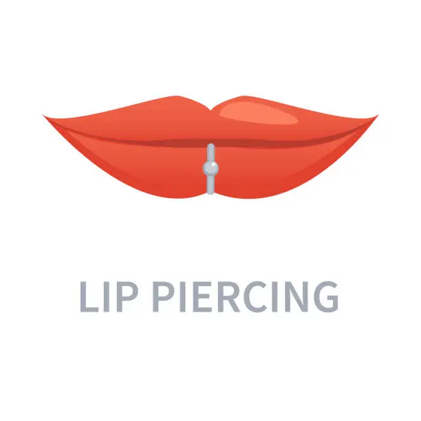 Vector illustration of Lip piercing mouth barbell ring jewelry icon